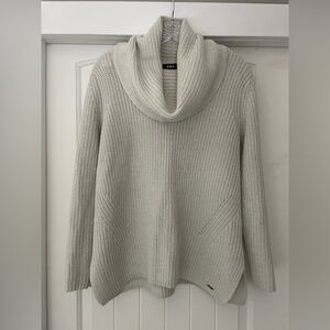 DKNY Cream Ribbed Cowlneck Sweater Tunic